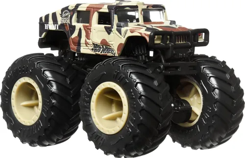 Vista 4 de Hot Wheels Monster Trucks, Camiones Monstruo de Juguete a Escala 1:64, Juego de 4, Ruedas Gigantes, Personajes Favoritos y Diseños Geniales