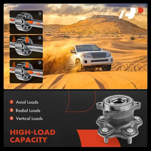 Vista 4 de A-Premium Cojinete de rueda trasera y conjunto de cubo con 5 orificios compatible con Infiniti FX35 Base 2003-2008 V6 3.5L, RWD Compatible with