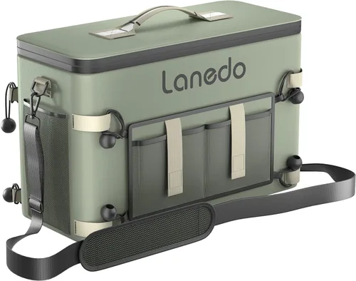 Vista 8 de Deep Freeze Cooler - Bolsa enfriadora de lados suaves, baúl de hielo plegable con aislamiento para 34 latas, enfriador grande a prueba de fugas