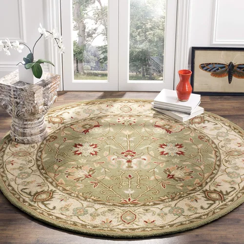 Vista 55 de SAFAVIEH Colección Antigüedades - Alfombra de 6' redonda, marrón y verde, hecha a mano, diseño oriental tradicional de lana, ideal para áreas