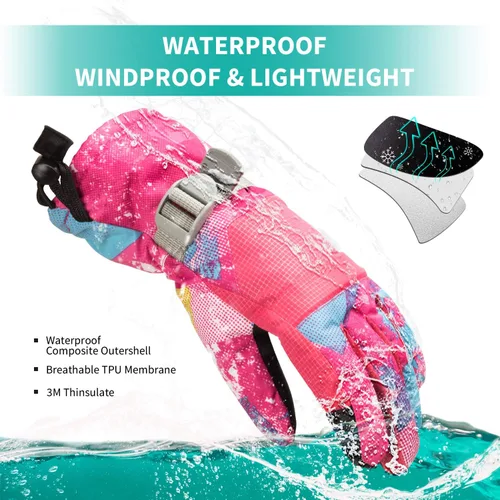 Vista 3 de BOSONER Guantes de esquí y snowboard, guantes cálidos impermeables de invierno, guantes de nieve para clima frío para hombres, mujeres, niños