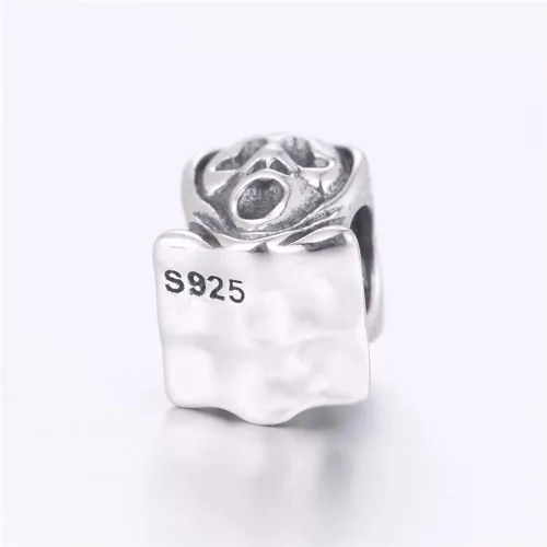 Vista 2 de Dije de fantasma de Halloween de plata de ley 925 con cuentas de esqueleto para pulsera original