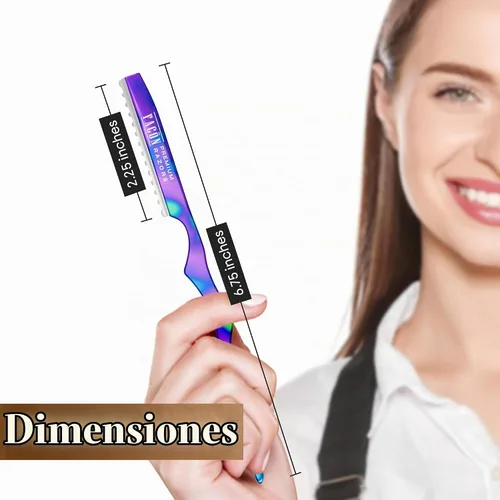 Vista 7 de Facón - Navajas para cortar el cabello - Juego profesional de navajas para peinado con 11 cuchillas de repuesto, herramienta de corte de cabello