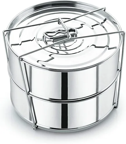 Vista 2 de Instant Pot olla de presión de acero inoxidable con inserto apilable de vaporera y tapa