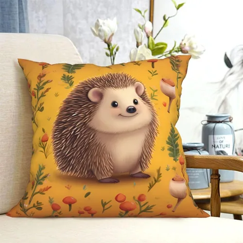 Vista 6 de Fundas de almohada decorativas con estampado de erizo, fundas de cojín cuadradas, funda de cojín suave, funda de almohada para decoración del hogar