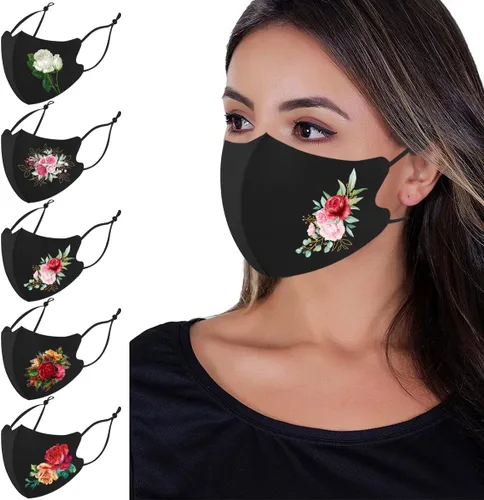 Vista 9 de Máscaras Faciales Lavables, Máscara Facial de Tela Reutilizable, Máscaras de Tela de Seda de Hielo y Algodón, Máscara Facial con Patrón de Impresión