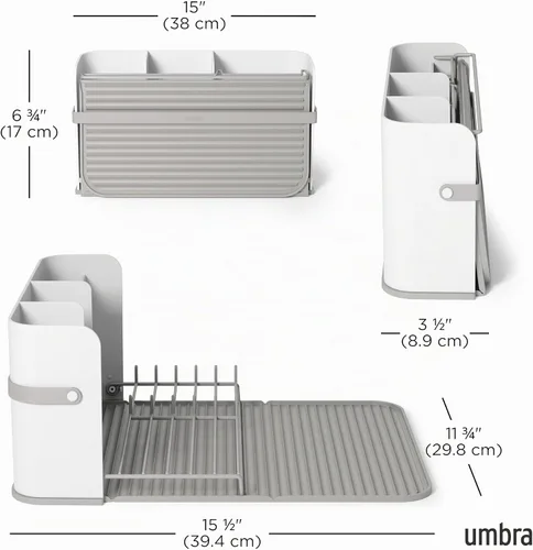 Vista 3 de Umbra Escurridor de platos Sling - Almacenamiento plegable que ahorra espacio, color blanco