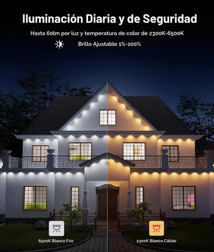 Vista 4 de Luces permanentes navideñas para exteriores, 100 pies RGBWW/60LM Triple-LED