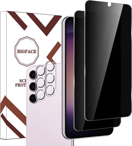 Vista 9 de BIGFACE Protector de pantalla de vidrio templado con privacidad para Galaxy S23 + protector de lente de cámara [2 + 2 unidades] [antiarañazos]