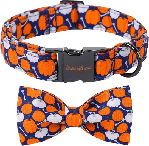 Vista 7 de Unique style paws - Collar de otoño para perros con lazo, collar para cachorros, regalo para mascotas, collar ajustable para perro, collares