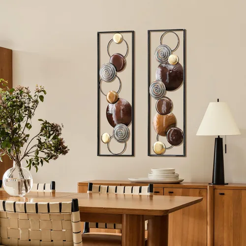 Vista 5 de LuxenHome - Arte de pared de metal, 2 piezas, decoración abstracta de pared