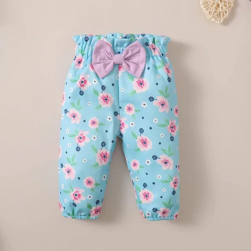 Vista 5 de Conjunto de ropa para bebé recién nacido, conjunto de pantalón floral, ropa de algodón para niñas