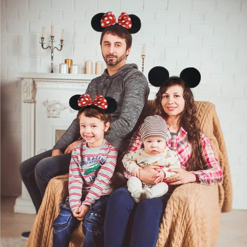 Vista 3 de THNHA Diadema de orejas de Mickey Minnie Mouse - Suministros de fiesta - Diadema de Mickey Mouse para fiesta de cumpleaños