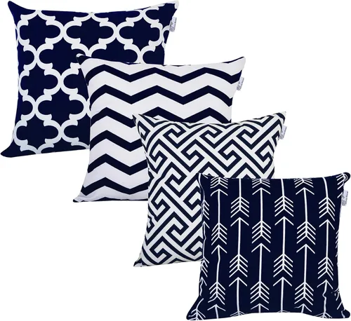 Vista 10 de Accent Home - Cojín 100% de algodón 4 fundas de cojín (sin relleno), cojines invisibles con cremallera, cojines estampados 100% algodón