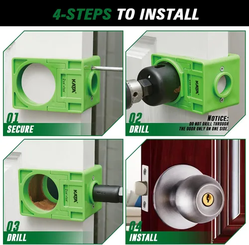 Vista 5 de KATA 1-3/8" - 1-3/4" Kit de instalación de cerradura de puerta con ranuras grandes de eliminación de astillas, sierra de agujero para cerradura
