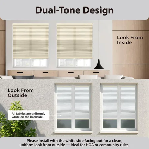Vista 8 de DEZ FURNISHINGS Persiana celular inalámbrica con filtro de luz de 1.5 pulgadas, 18 pulgadas de ancho x 36 pulgadas de alto, alabastro