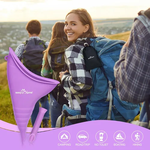 Vista 6 de Easy@Home Dispositivo de micción femenina portátil para mujeres: Embudo de orina de silicona femenina para orinar para orinar taza reutilizable