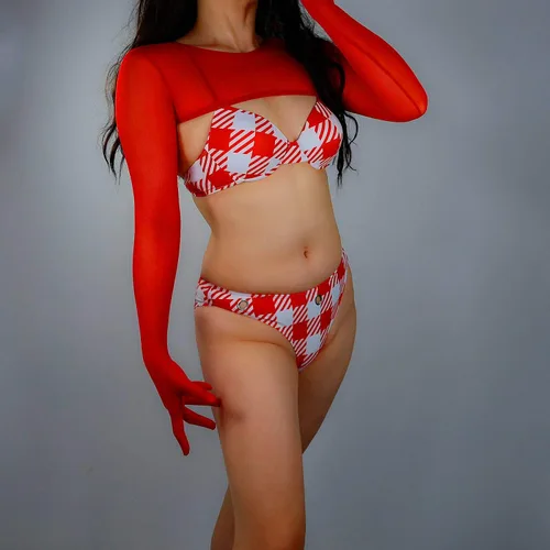 Vista 2 de DooWay Guantes Bolero de malla para mujer, top corto de manga larga con guantes