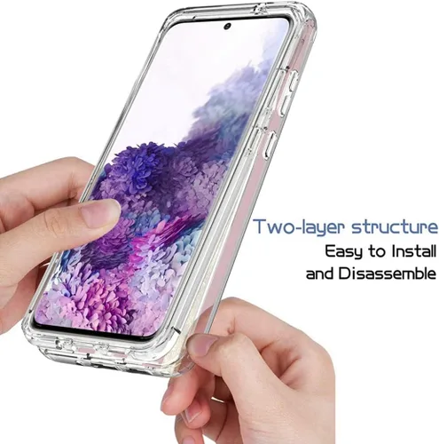 Vista 4 de Funda de teléfono para Galaxy S20 5G, Samsung S20 SM-G981U con protector de pantalla de vidrio templado, bonito patrón de bandera transparente