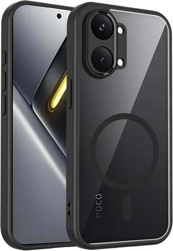 Vista 615 de Funda magnética transparente compatible con Xiaomi 17T, color negro 2 en 1 PC + TPU cubierta de teléfono a prueba de golpes, carcasa protectora