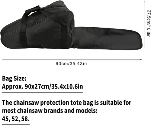 Vista 3 de Estuche portátil de tela Oxford impermeable de 35.4 x 10.6 pulgadas, bolsa de motosierra, bolsa de motosierra de protección completa, bolsa