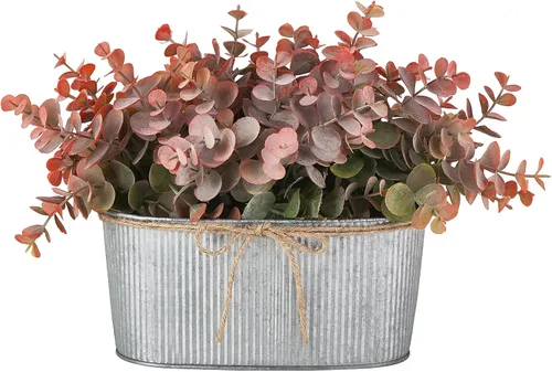 Vista 9 de Dahey Plantas artificiales de eucalipto en maceta para interiores, plantas falsas para decoración del hogar estilo granja, macetas de cerámica