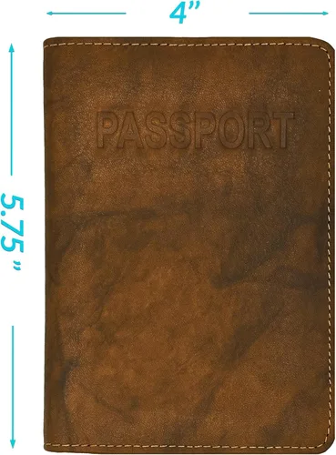 Vista 5 de Soporte personalizado de cuero con monograma RFID para pasaporte y etiqueta de equipaje, montura antigua, Juego de funda para pasaporte y etiqueta
