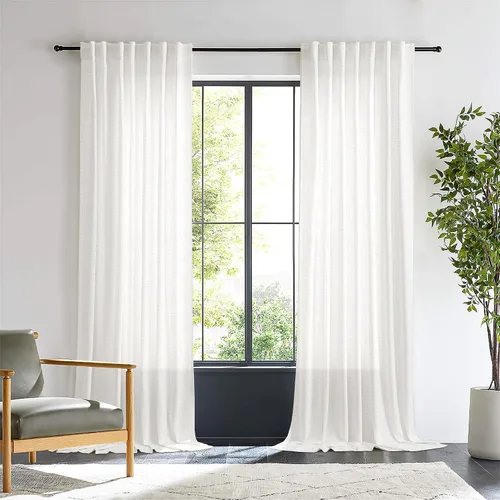 Vista 51 de Cortinas de Lino Natural Color Crema de 84 Pulgadas de Largo para Sala de Estar, Juego de 2 Paneles de Lino Texturizado con Trabillas Traseras