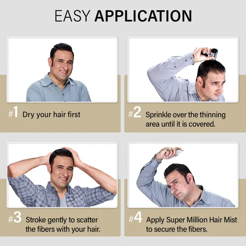 Vista 8 de Super Million Hair Fibras de construcción – 0.55 onzas de espesante para cabello fino, polvo natural, a prueba de sudor, oculta la pérdida en 10