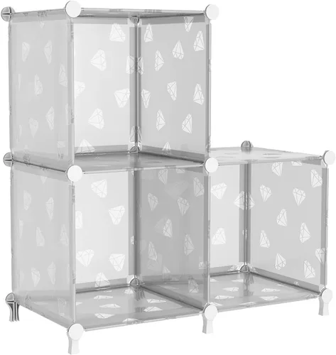 Vista 10 de UNKU Organizador de almacenamiento de cubos, 3 cubos organizadores de armario, estantes de almacenamiento, estantería apilable para bricolaje