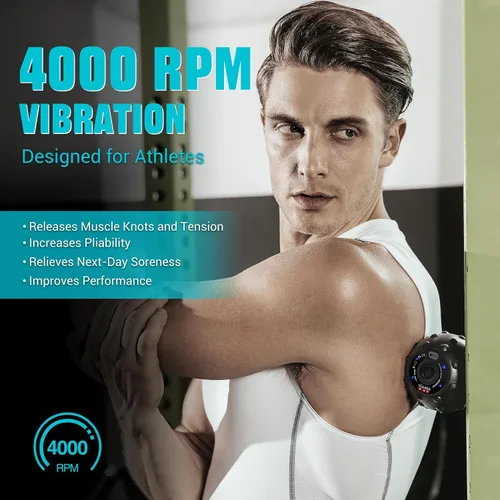 Vista 5 de Bola de Masaje Vibratória Vulken para Recuperación Muscular con SphereStrap – Objetivo Áreas de Difícil Acceso, Masaje de Espalda Sin Manos. Bola