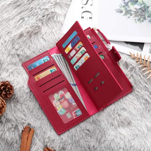 Vista 24 de Loveje - Billeteras personalizadas para mujer, de piel sintética, con grabadas fotográficas, triple pliegue, tarjeta de crédito, cartera larga