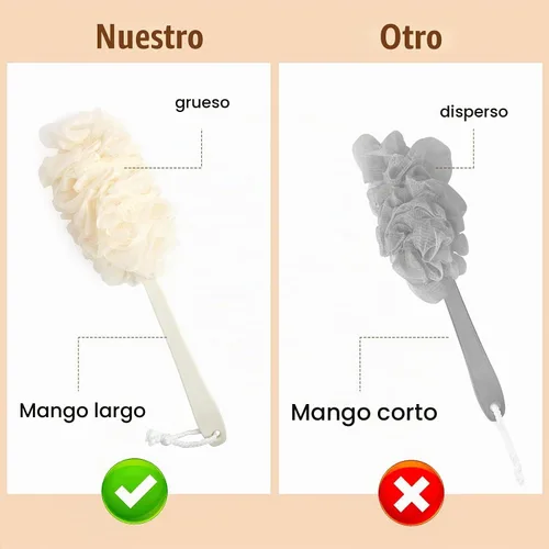 Vista 3 de PIPUHA - Paquete de 2 cepillos de ducha con esponja de lufa para ducha, exfoliante corporal con mango largo, esponja en un palo para hombres