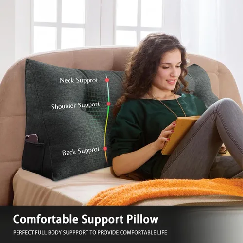 Vista 2 de Almohada de Cabecero de Cuña Tamaño Twin Almohada Grande de Bolster para Cama Almohada Triangular de Lectura Almohada de Apoyo para Sentarse