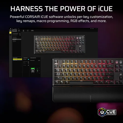 Vista 11 de Corsair K70 PRO TKL RGB Teclado mecánico con cable para juegos sin llave Efecto Hall pre-lubricado MGX Hyperdrive interruptores ajustables, SOCD