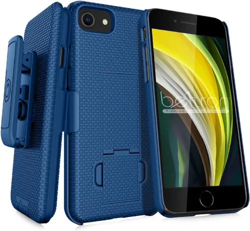 Vista 11 de BELTRON Funda para iPhone 7/8/SE 2020/SE 2022, funda de agarre de goma súper delgada y funda de clip giratorio para cinturón combinado con soporte