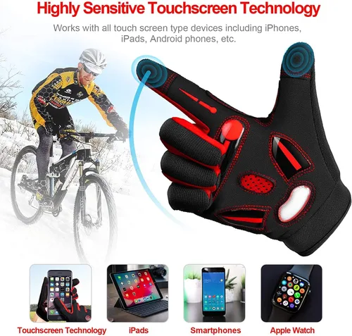 Vista 4 de BIKINGMOREOK - Guantes de ciclismo para bicicleta de montaña, para hombre y mujer, permite el uso de pantallas táctiles, con acolchado de gel