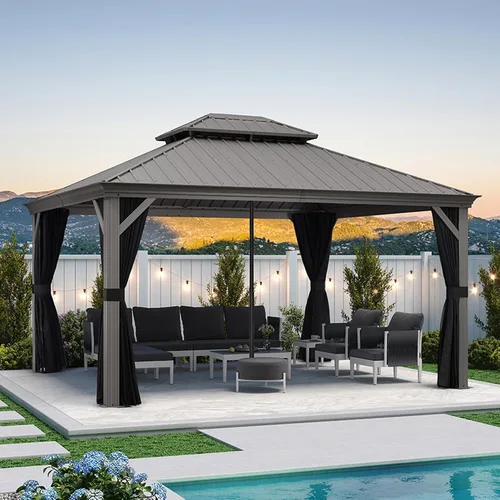 Vista 38 de PURPLE LEAF - Gazebo para exteriores de 10 x 12 pies, con sistema de drenaje