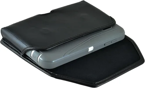 Vista 4 de Turtleback Funda compatible con Note 5, funda para cinturón, compatible con OB Defender o fundas voluminosas, bolsa de cuero negro con clip de Cuero