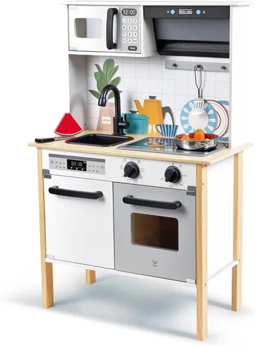 Vista 7 de Hape Cook & Serve Set Juego de cocina de madera de 13 piezas con accesorios