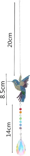 Vista 6 de Kit de atrapasoles de pintura de diamante de colibrí 5D para adultos y niños, diamantes de imitación de colibrí de cristal, arte de diamante