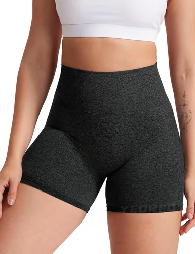 Vista 4 de YEOREO - Shorts de ciclismo para mujer, sin costuras, con cintura alta, para entrenamiento, yoga y gimnasio, estilizan tu figura
