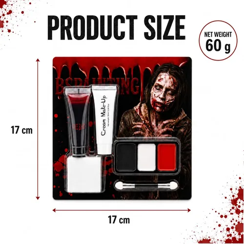 Vista 8 de Kit de maquillaje SFX de Halloween, pintura facial y sangre Varios