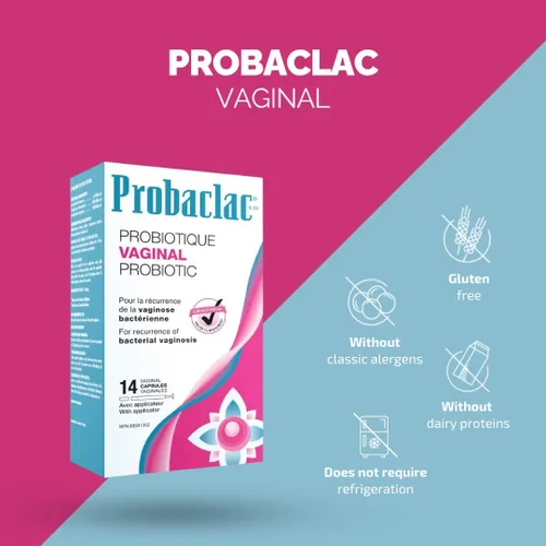Vista 5 de Probaclac Probiótico vaginal para VB Fórmula de vaginosis bacteriana Clínicamente aprobado Reduce la recurrencia de VB Equilibra el pH