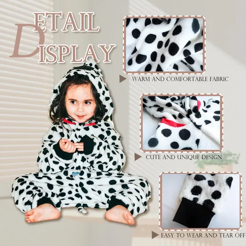 Vista 3 de Waghaw Disfraz de dálmata para bebé niño y niña, traje de Halloween