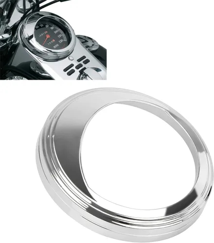Vista 8 de Cubierta de visera con anillo de ajuste bisel de velocímetro negro con velocímetro de 5 pulgadas para Harley Dyna Softail Touring