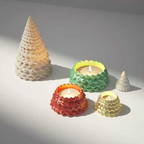 Vista 8 de BOOWAN NICOLE Vasos de vela apilables para árbol de Navidad con tapa, moldes de silicona, moldes modulares de silicona para árbol de Navidad