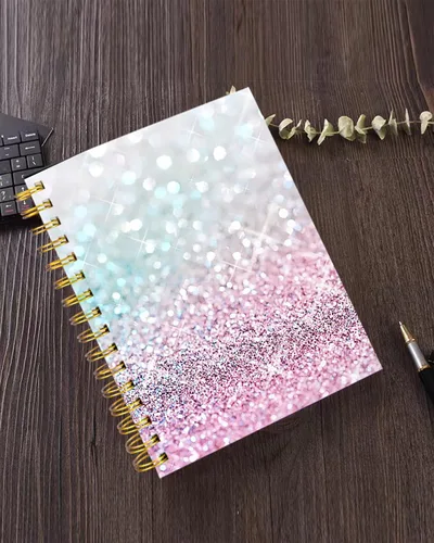 Vista 5 de iampanda Cuaderno con espiral, encuadernación fuerte de doble alambre con papel de primera calidad para niñas y mujeres, 60 hojas de lujo a la moda