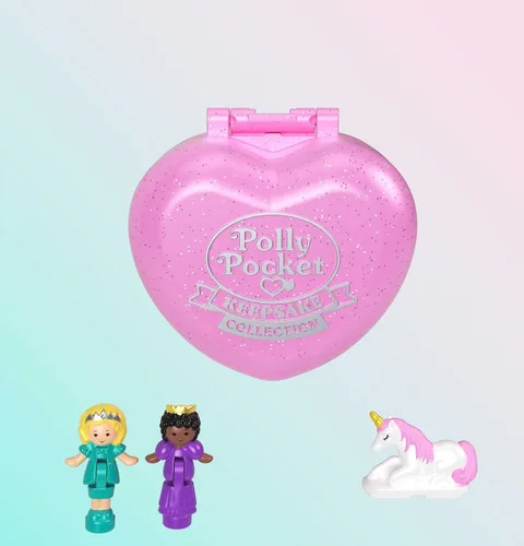 Vista 5 de Polly Pocket Compacto de Coleccionista con 2 Muñecas, Colección de Recuerdos Baile Real Set de Accesorios de Joyería, Juguete Coleccionable con Tema