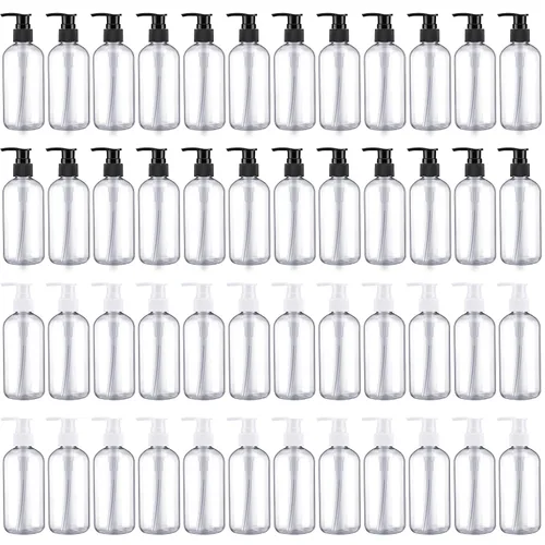 Vista 9 de 48 piezas dispensador de loción con bomba recargable dispensador de champú acondicionador dispensador de jabón de manos plástico vacío 8 oz/250 ml